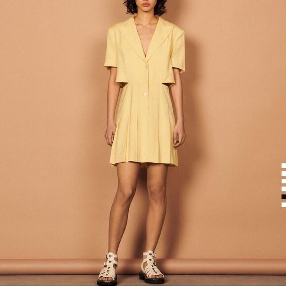 NWT Sandro Jaun Citron Mini Yellow Dress Size XS - Picture 4 of 15